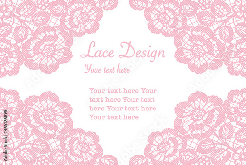 アンティークな花のレースを使ったフレームデザイン素材。ベクター・イラスト