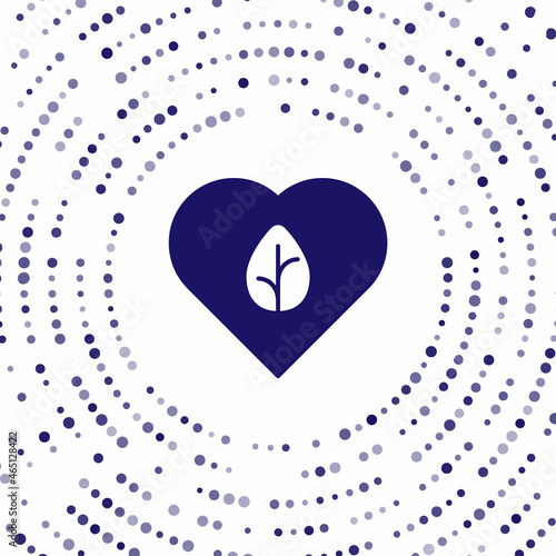 Blue Vegan food diet icon isolated Blue background. Organic, bio, eco symbol. Vegan, no meat, lactose free, healthy, fresh and nonviolent food. Abstract circle random dots. Vector