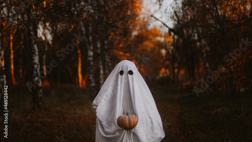 Ghost. Autumn. Halloween photography