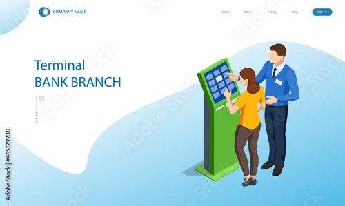 Online payment systems and self-service payments terminals, debit credit card and cash receipt. NFC payments, Payment terminal, Digital touch screen, interactive kiosk concept.