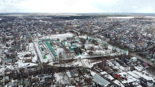 Alexandrov, Russia - 03 April 2021: Russian cities, Museum-Reserve Aleksandrovskaya Sloboda from a bird's-eye view photo