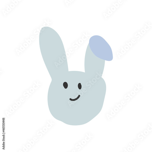 Cute minimalist childish freehand rabbit illustration. Simple and trendy character. Vector isolated on white background.
