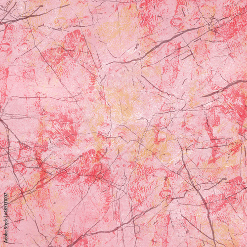 Beautiful light abstract background. Pink stone texture with dark splashes and purplish pink paint prints.