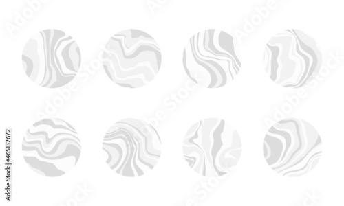 Set of highlights covers for social media stories. Vector abstract marble elements, isolated on white background.