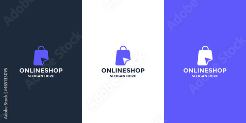online shop logo design combination arrow with bag shop.