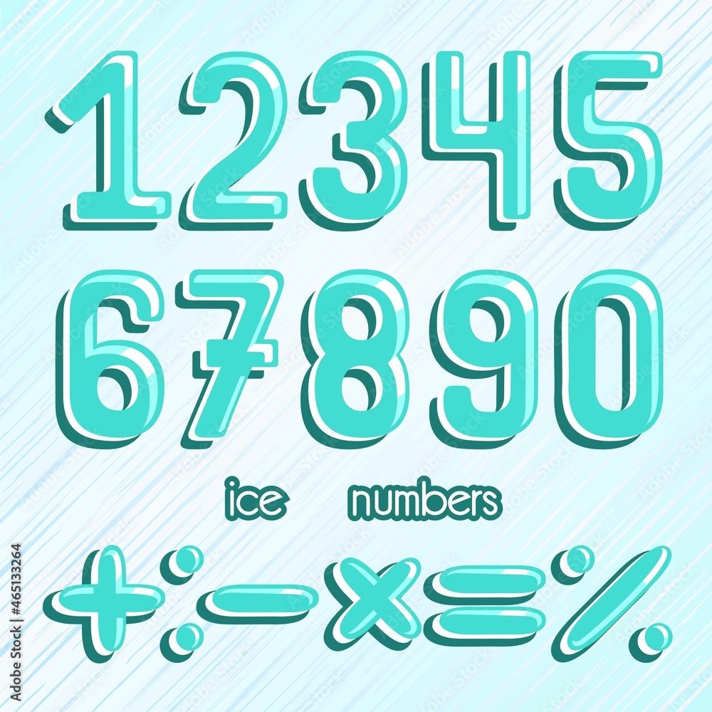Ice numbers set. Frozen numbers vector illustration. Ice numbers set. Frozen numbers vector illustration.