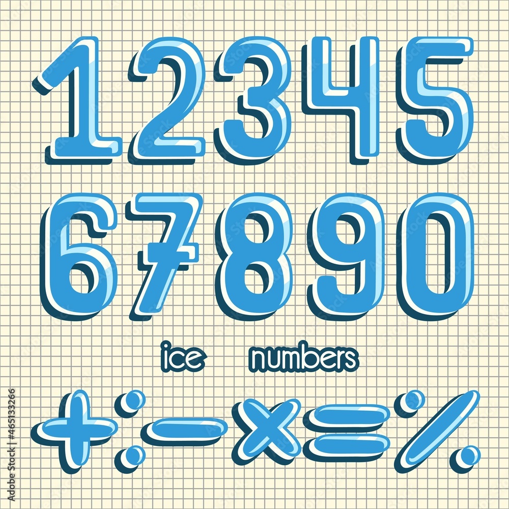 Ice numbers set. Frozen numbers vector illustration. Ice numbers set. Frozen numbers vector illustration.