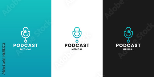 podcast medical, healing discussion logo design template