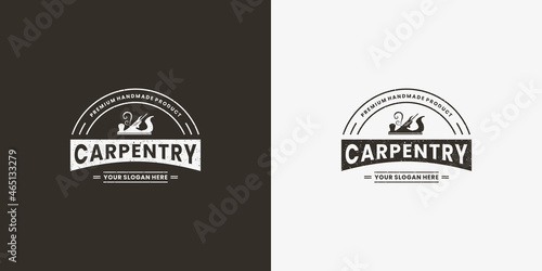 vintage carpentry logo design for wood worker industry