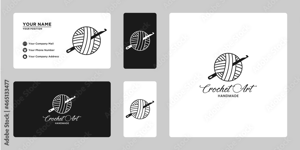 Fototapeta premium Handmade crochet and knitting logo design. For business authors of handicraft products.