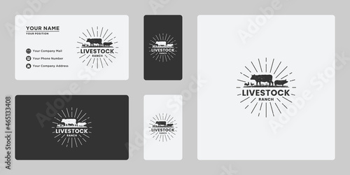 retro livestock logo design farming and ranch