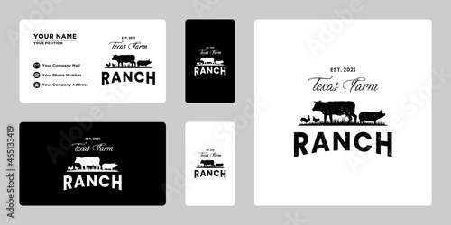 classic ranch logo design template. animal farm, cattle farm logo