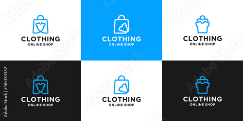 set of minimalist clothing shop logo design for online shop and store