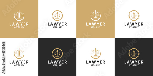 set of justice logo design. lawyer logo design template