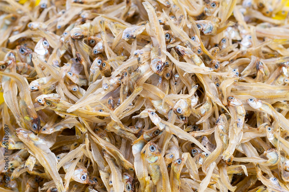 A pile of dried anchovies