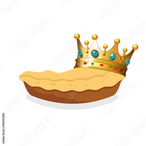 Pie with crown, vector art illustration.