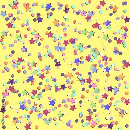 Confetti. Wrapping Paper. Stars background. Vector pattern.