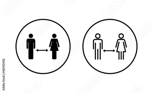 Social distancings set. social distance sign and symbol. self quarantine sign