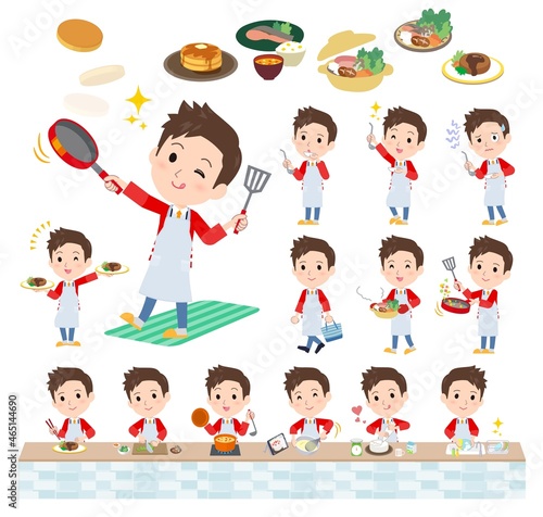 料理に関するセールスはっぴ男性のセット