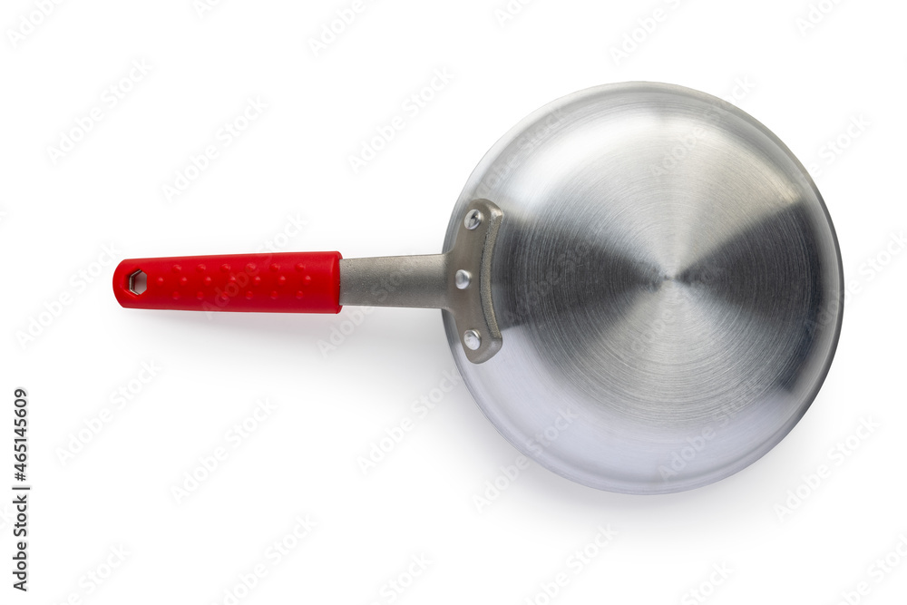 Back under view of a commercial grade nonstick fry pan, heavy gauge aluminum. PFOA-Free reinforced nonstick-coating. Back under view of a commercial grade nonstick fry pan, heavy gauge aluminum. PFOA-Free reinforced nonstick-coating.