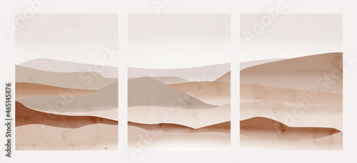 Abstract aesthetic minimalistic background with desert mountains. Landscaping for home decor, framed prints and packaging