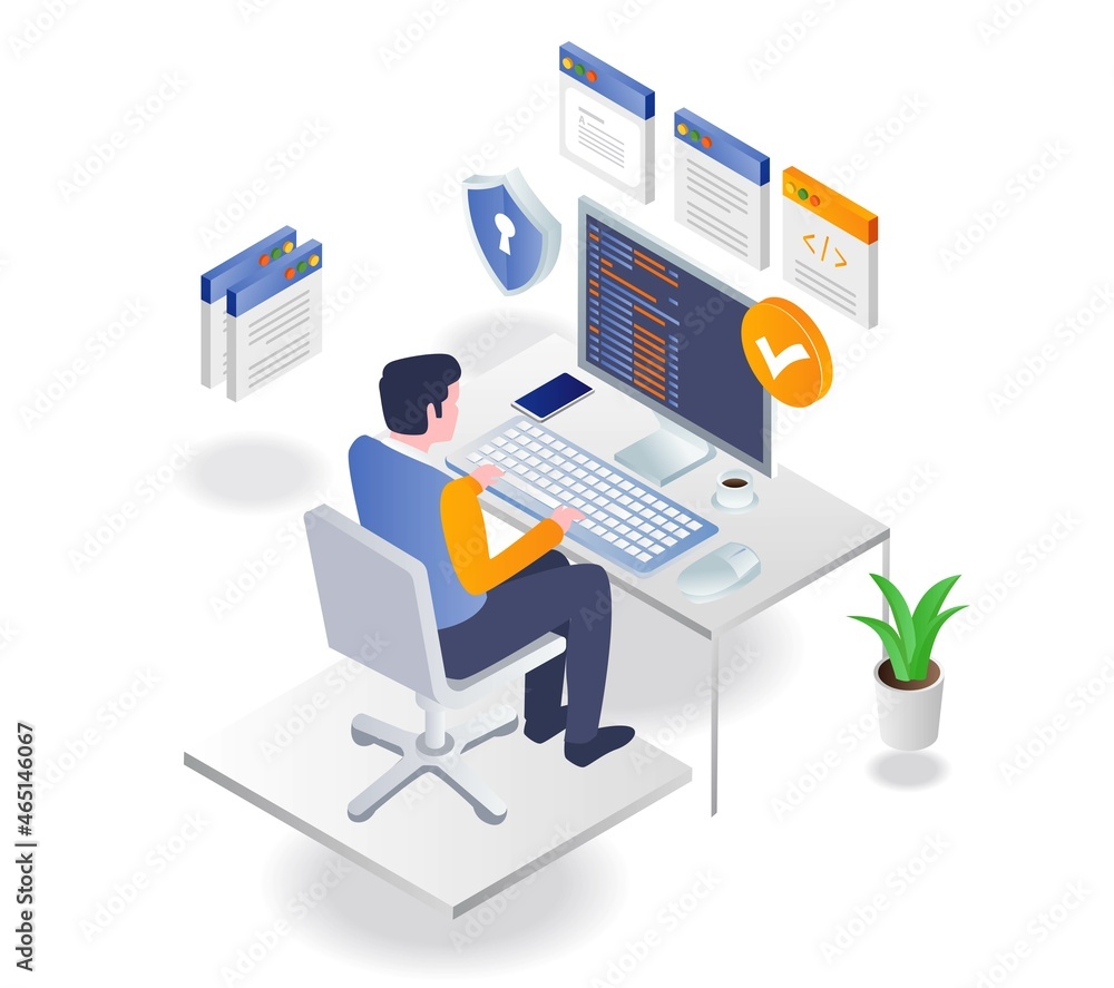Programmer working on computer Programmer working on computer