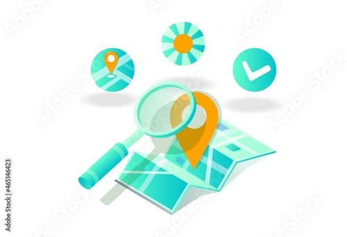 Map gps concept in isometric illustration
