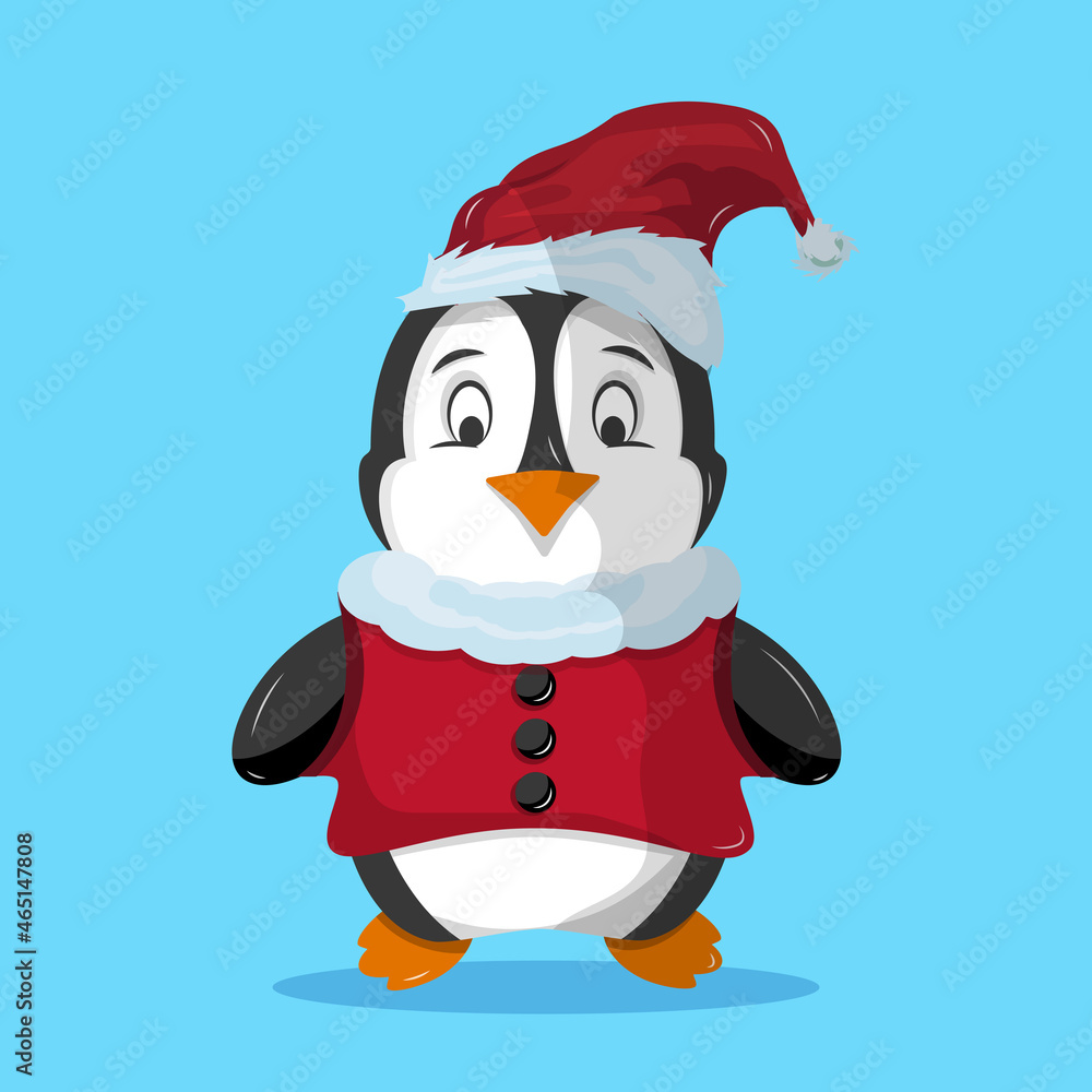 penguin with santa claus suit and red christmas hat penguin with santa claus suit and red christmas hat