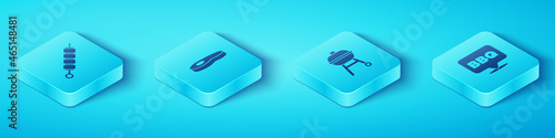 Set Isometric Grilled shish kebab, Steak meat, Barbecue and grill icon. Vector