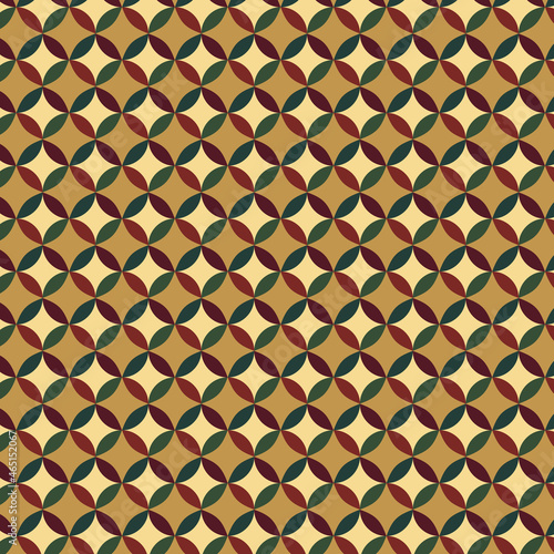 Geometric Shapes Pattern Background.Rich Autumn Color retro oriental style. Design for fabric,print,product,tiles,packaging,wallpaper,clothing,wrapping,home decoration.Vector illustration