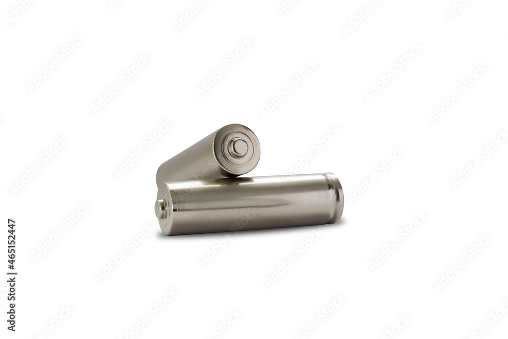 Metallic alkaline batteries Size AA isolated on white background. Metallic alkaline batteries Size AA isolated on white background.