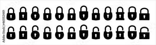 Lock icon set. Locked and unlocked vector icon set. Locked and unlocked padlock symbol of device security. Privacy symbol vector stock illustration. photo