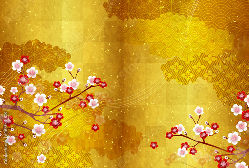 梅　和柄　年賀状　背景