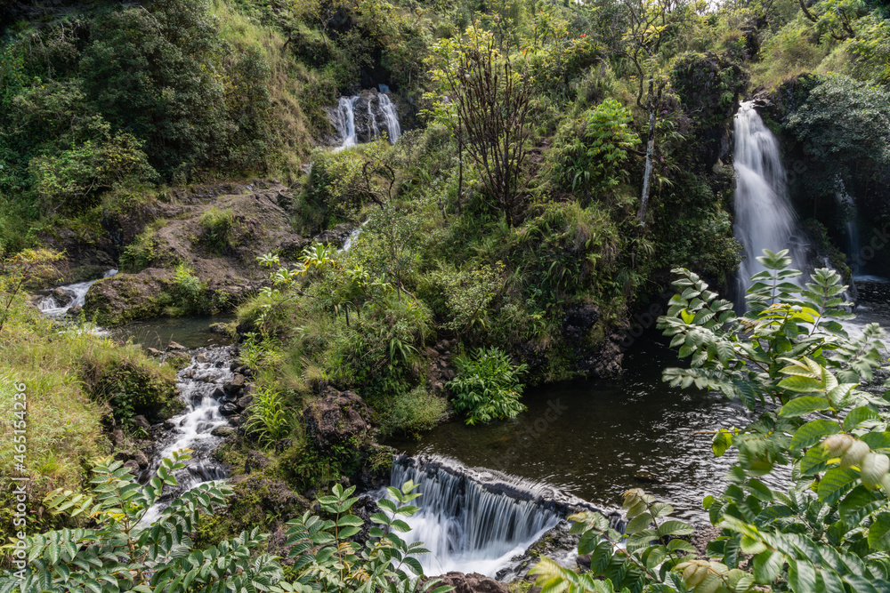 Scenic waterfalls along the road to Hana, east Maui shore, Hawaii