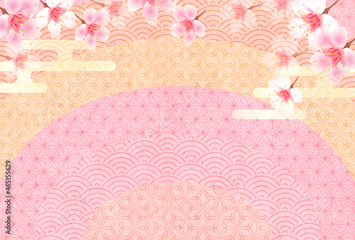 桜 和柄 年賀状 背景 © J BOY