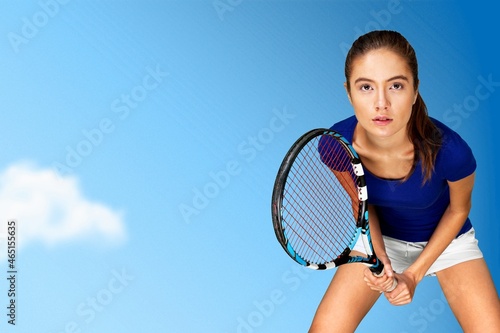 Tennis player. Beautiful girl and athlete with racket in sportswear © BillionPhotos.com