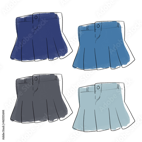 デニムのプリーツスカートのイラストセット