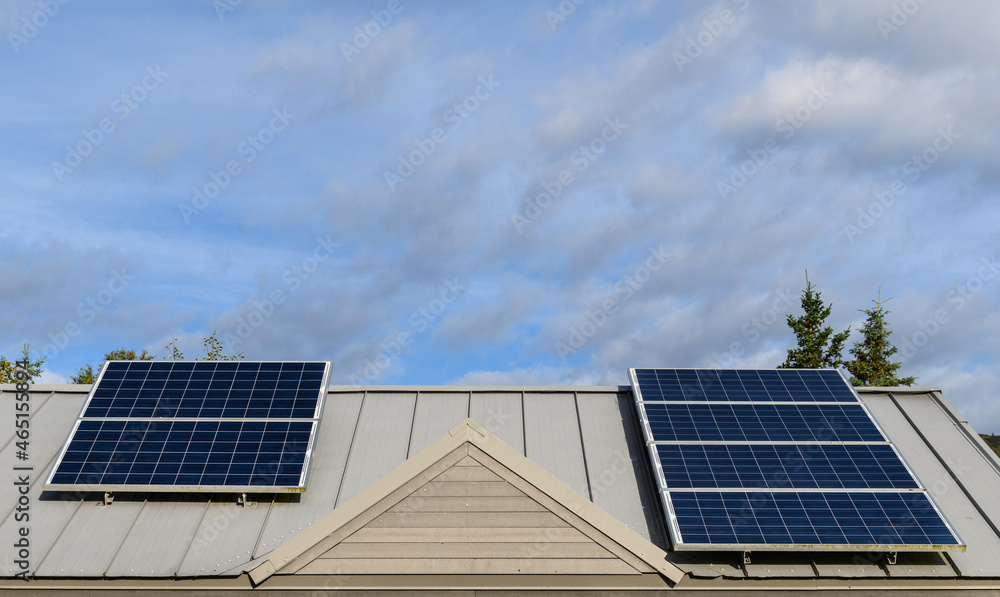 Solar panels in the fall landscape of Katmai National Park, Alaska
Solar panels in the fall landscape of Katmai National Park, Alaska