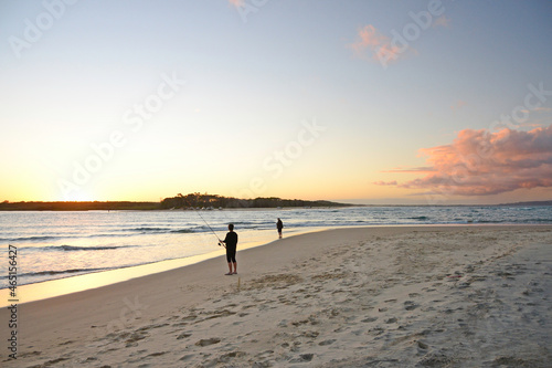 Silhouette of people fishing at Noosa River, Australia
