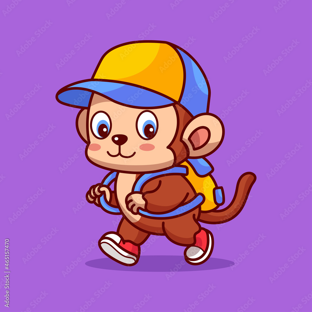 Monkey go to school vector cartoon illustration Monkey go to school vector cartoon illustration
