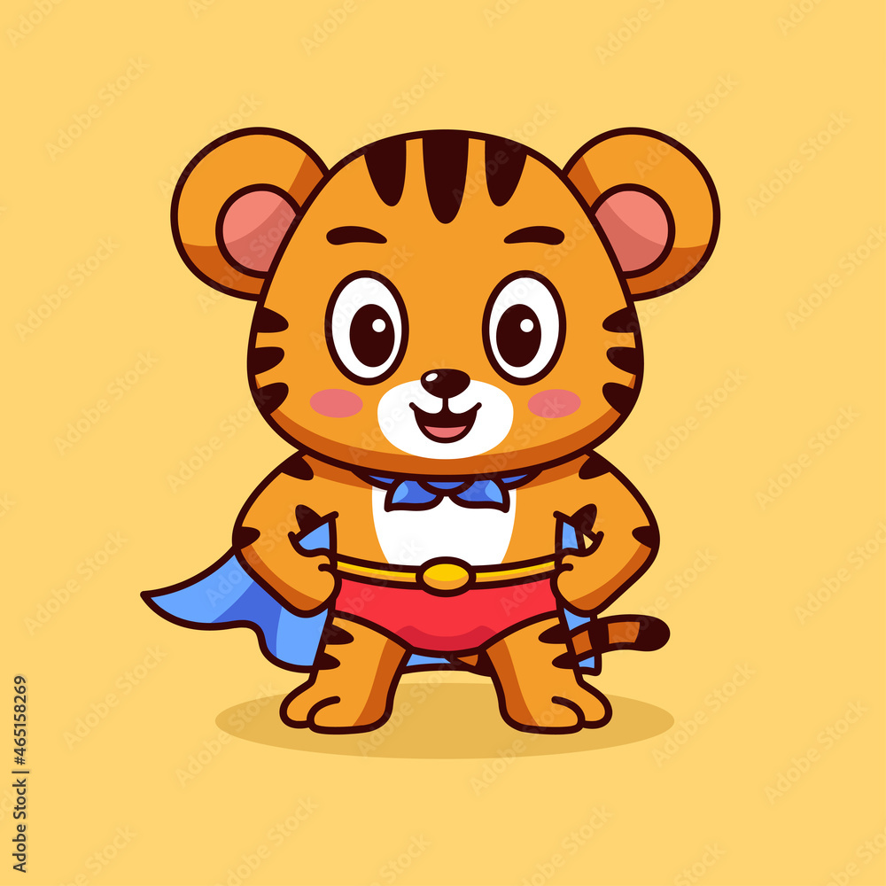 Fototapeta premium Tiger Superhero Cartoon Illustration