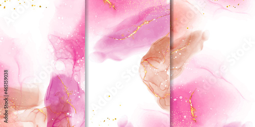 Set of Hand Painted Abstract Watercolor Background Design