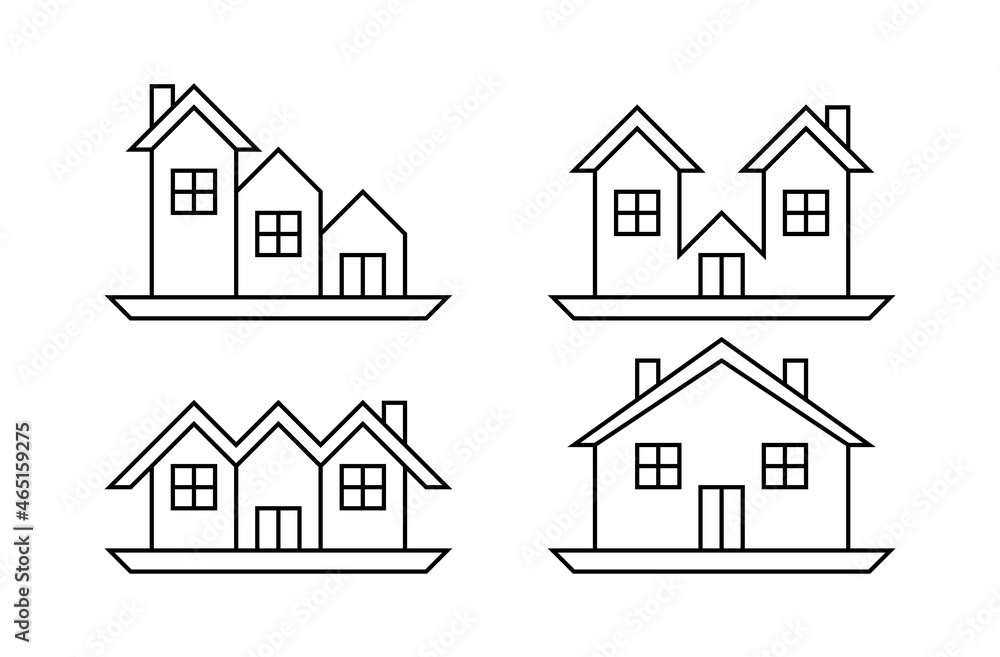 Set of vector houses with lines. suitable for building icons, housing, houses and real estate