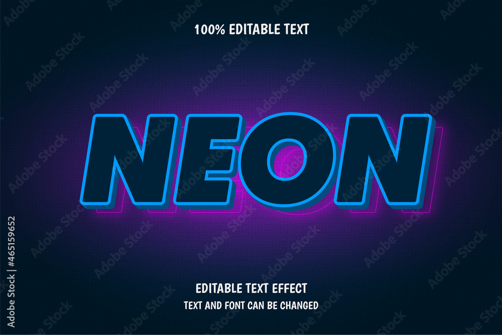 NEON 3 dimension editable text effect modern NEON LIGHT style