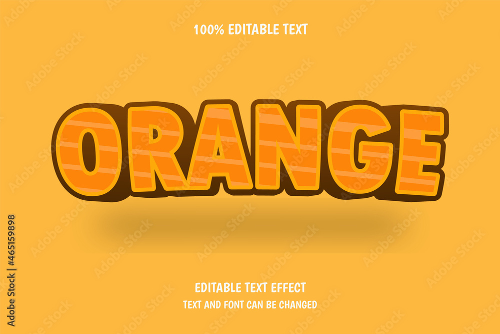 Orange 3 dimension editable text effect comic style