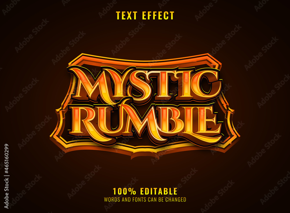 Fototapeta premium fantasy golden mystic rumble medieval rpg game logo text effect with frame border