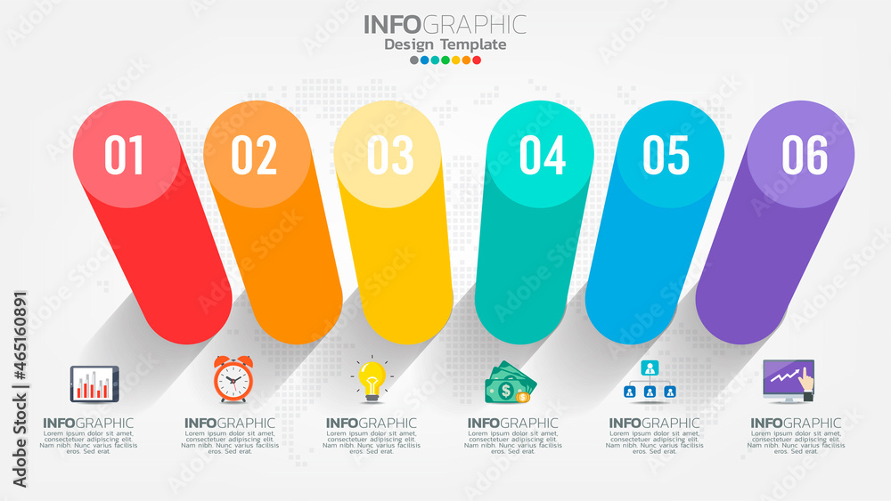 Timeline infographics template with 6 elements workflow process chart. Timeline infographics template with 6 elements workflow process chart.