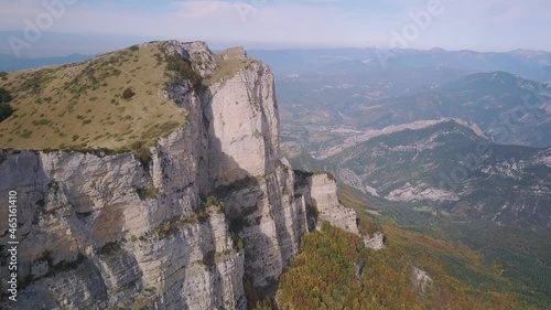 Drome Famous Hiking Location, Trois Becs Syncline in France - Aerial Tracking Shot photo