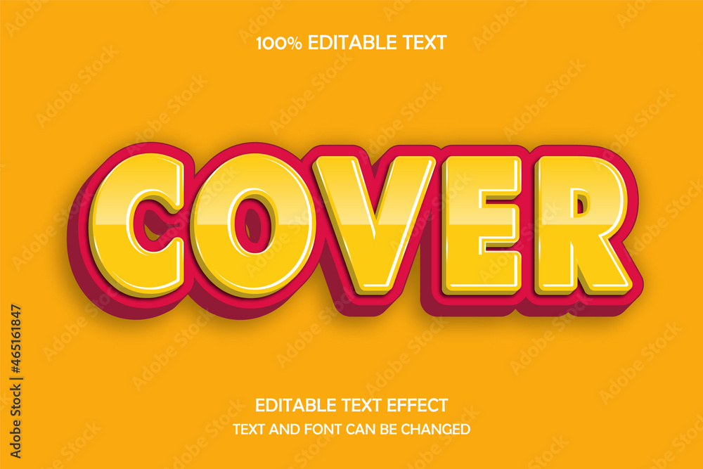 Cover 3 dimension editable text effect modern shadow style