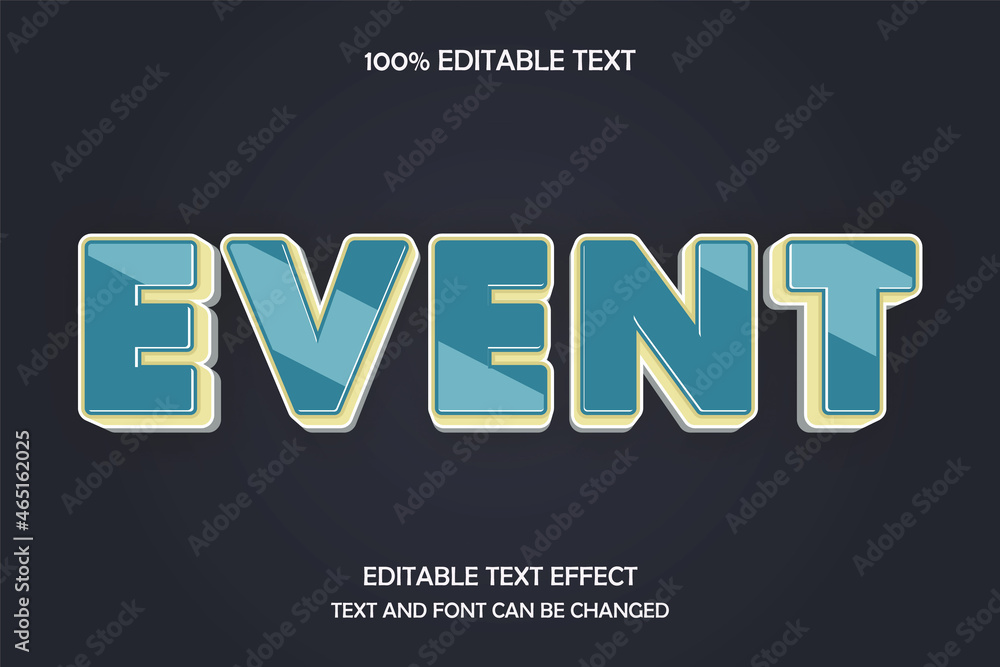Event 3 dimension editable text effect modern retro shadow style